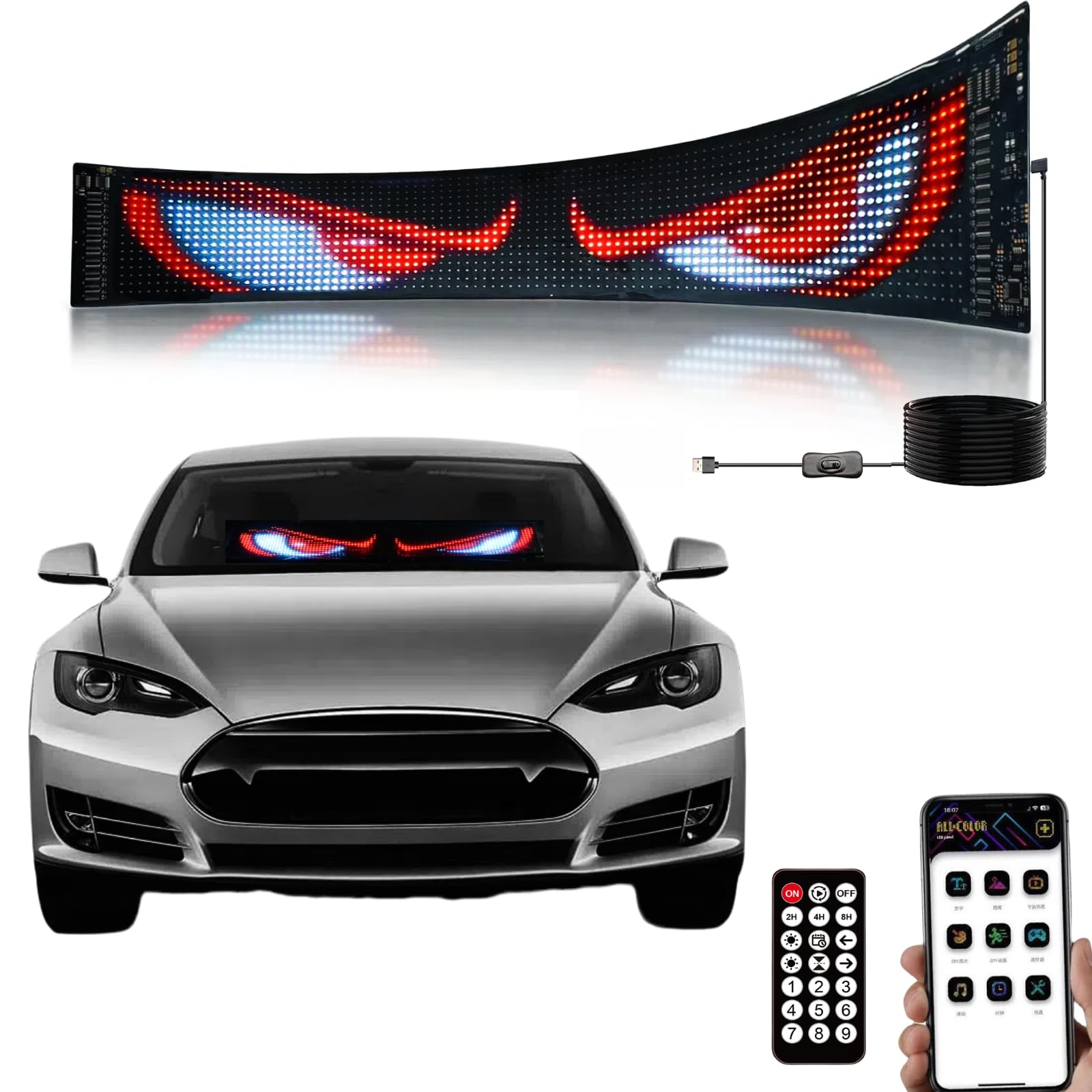 Devil Eyes Light For Windshield, 1 Piece 52.4in7.6in Seychelles