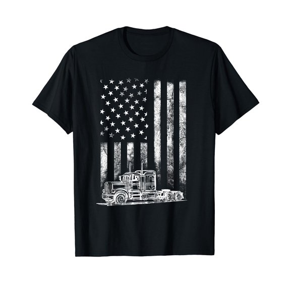 Truck Driver American Flag Trucker Vintage Men Women Gift T-Shirt