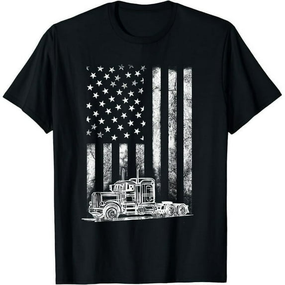 Truck Driver American Flag Trucker Vintage Men Women Gift T-Shirt