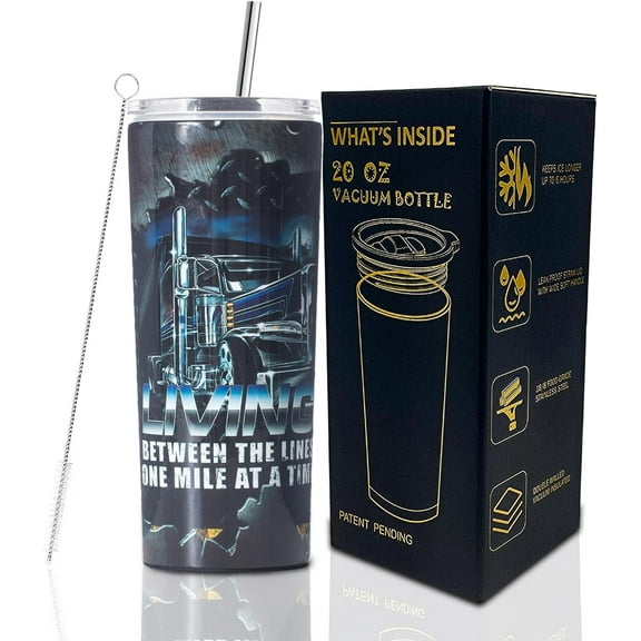 Truck Driver Appreciation Gifts Tumbler Stainless Steel 20 oz Birthday Gifts For dad Husband Insulated Coffee Mug funny Gfits For Boyfriend Thank you retirement Gifts For Him Unique