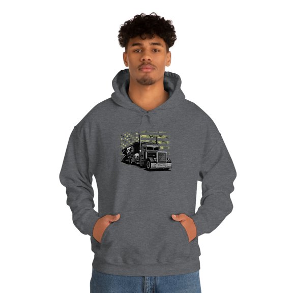 Truck Driver Camo American Flag Distressed Style Trucker Hoodie