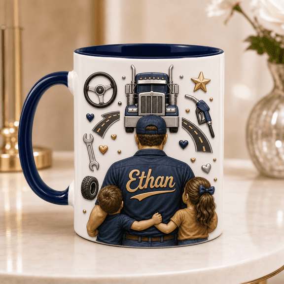 Truck Driver Dad Ceramic Mug Personalized-Style Gift for Trucker Father