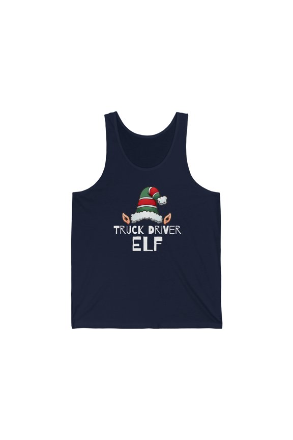 Truck Driver Elf Unisex Tank Top, XS-2XL Christmas Holidays Trucking Elves