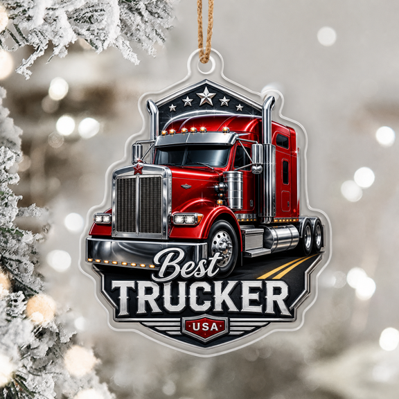 Truck Driver Gift Acrylic Ornament, Best Trucker Christmas Tree Keepsake