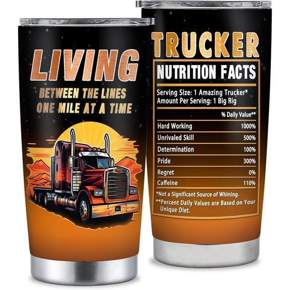 Truck Driver Gifts for Men, Best Appreciation Week Gift for Truck Driver, Cool 20oz Trucker Stainless Steel Tumbler With Lid, Funny Trucker Gift for Birthday Christmas Fathers Day