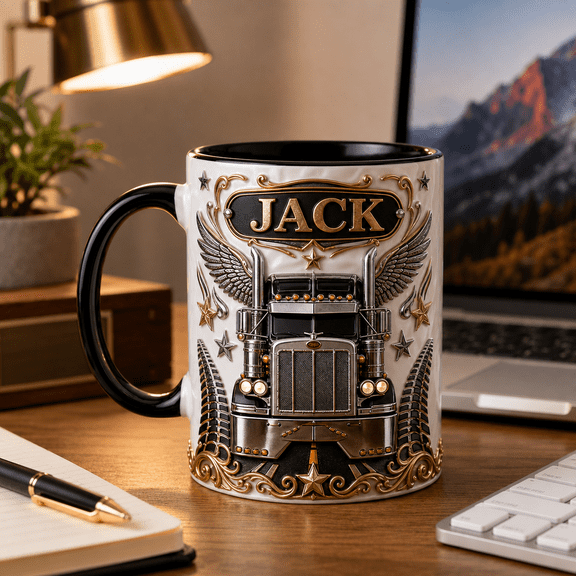 Truck Driver Mug 2D Printed 3D Effect Personalized Trucker Coffee Cup for Drivers