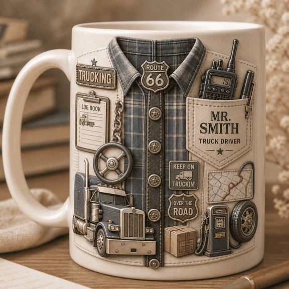 Truck Driver Mug Route 66 Trucking Design Gift for Trucker Coffee Cup