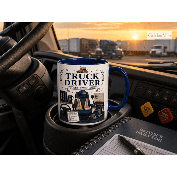 Truck Driver Mug with Driver Pride Design, Gift for Trucker or CDL Driver