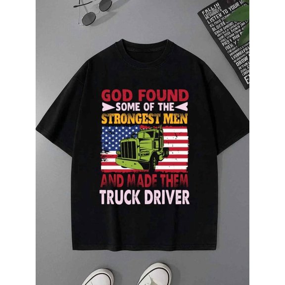 Truck Driver Pride for men lover 180G 100% Cotton black full y2k Fashion Unisex Shirt Short Sleeve tshirts Vintage Unisex Shirt Crewneck tshirts Funny Unisex Shirt Cotton tshirts