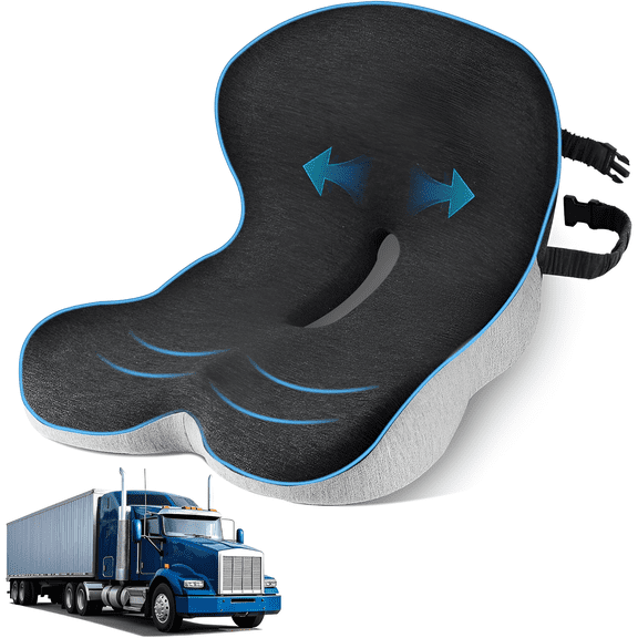 Truck Driver Seat Cushion, Memory Foam L-Shaped Ergonomic Cushion for Office Chairs, Comfort & Support for Long Sitting