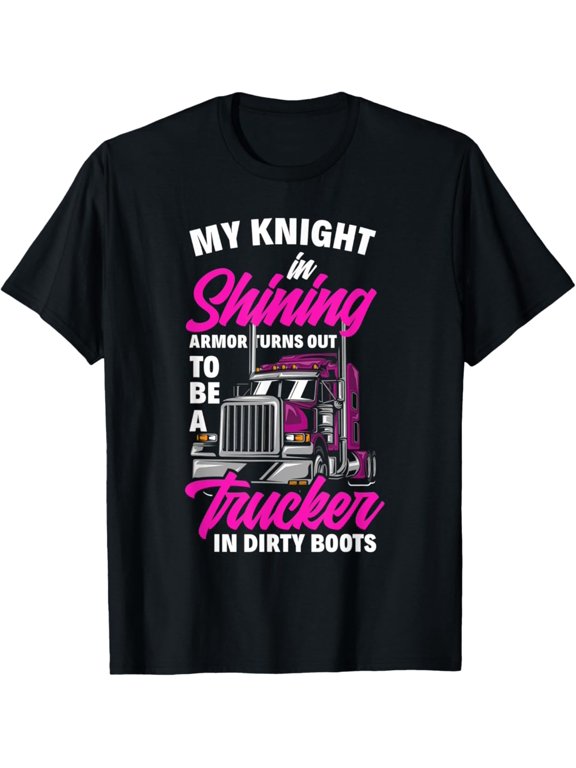 Truck Driver Trucker Girlfriend Truckers Wife T-Shirt BLACK Unisex S-5XL Hot Trending Shirt, Vintage Birthday Gift