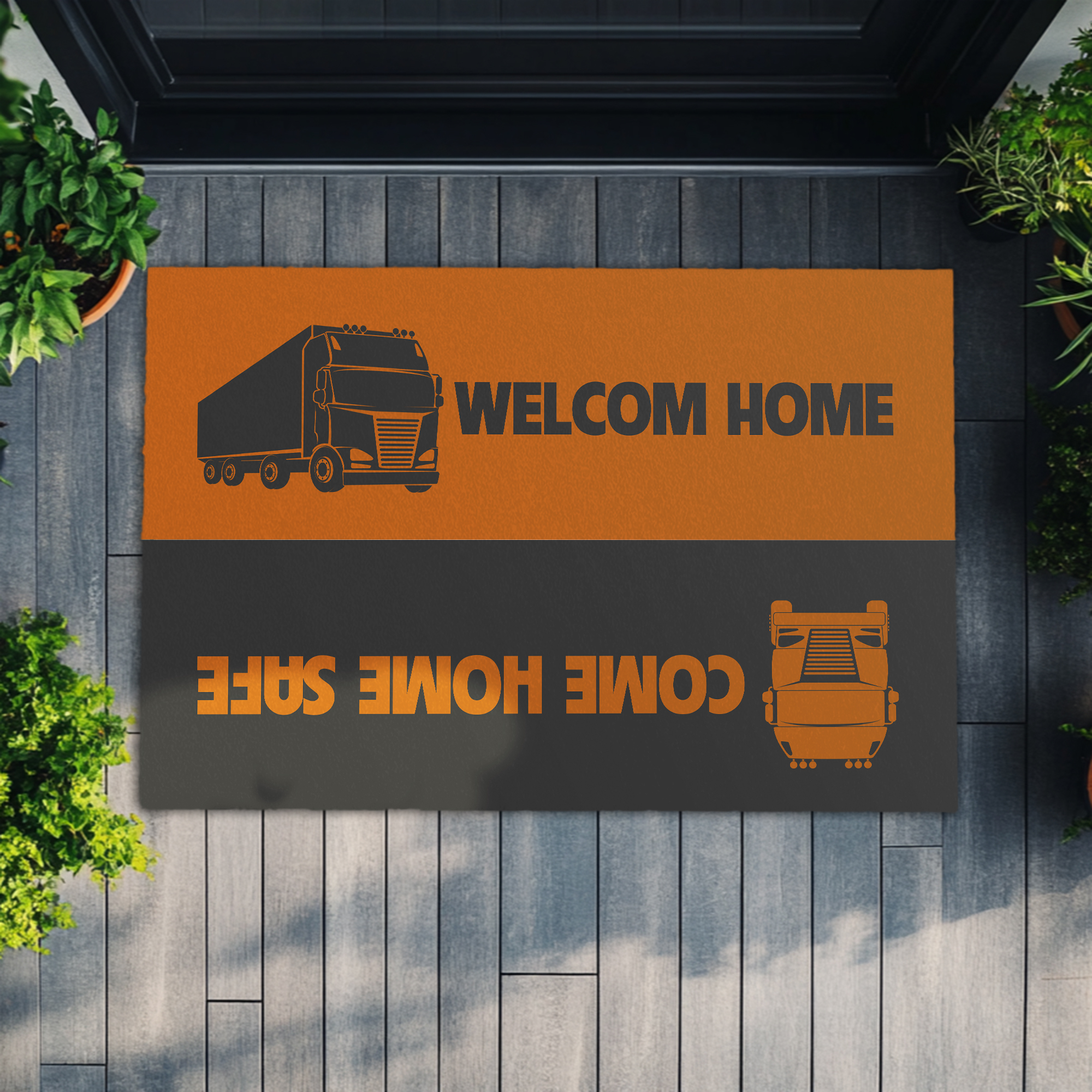 Truck Driver Welcome Mat – Come Home Safe Reversible Doormat, Semi ...