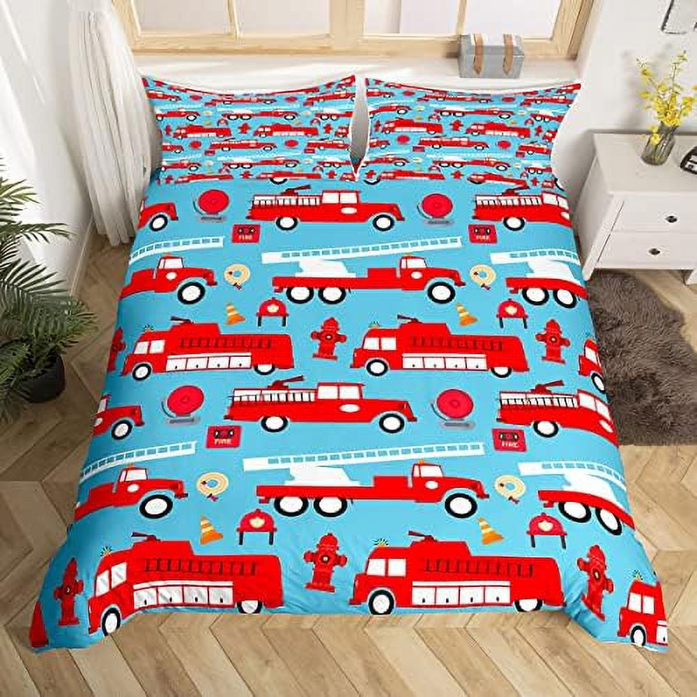 Truck Duvet Cover Police Car Bedding Set for Kids Boys Girls Teens