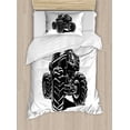 thumbnail image 1 of Truck Duvet Cover Set Twin Size, Modified Automobile Monochrome Sketch Pattern Monster Pickup Truck Off Road Vehicle, Decorative 2 Piece Bedding Set with 1 Pillow Sham, Black White, by Ambesonne, 1 of 3
