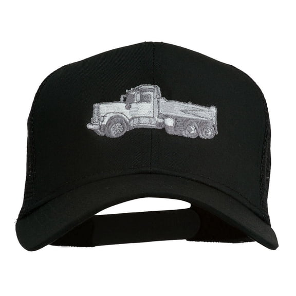 Truck Embroidered Mesh Back Twill Snapback Cap - Black OSFM