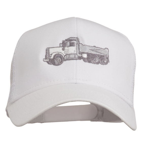Truck Embroidered Mesh Back Twill Snapback Cap - White OSFM