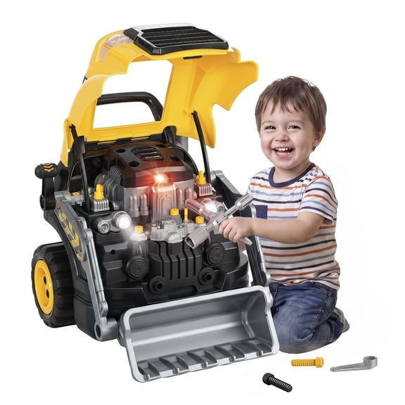 Truck Engine Toy Mechanic Set with Spray, Lights & Sounds, Educational Excavator Gifts for 3-6 Year Olds