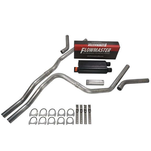 Truck Exhaust Kits- Cat-back 2.5" Dual Exhaust Kit with Flowmaster 50 Series and Corner Exit No Tip