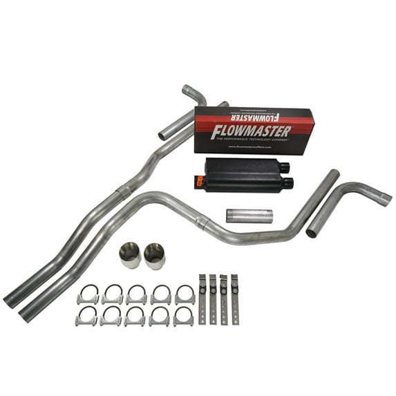 Truck Exhaust Kits- Cat-back 2.5" Dual Exhaust Kit with Flowmaster Super 50 and Side Exit No Tip