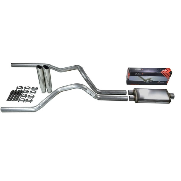 Truck Exhaust Kits Shop Line Dual Exhaust System 2.5 inch Aluminized Pipe Stainless Flow II Muffler Polished Rolled Tips Walmart Business Supplies