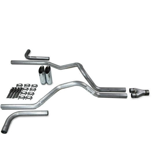 Truck Exhaust Kits - Shop Line Dual Exhaust Sytem 2.5 inch Aluminized Pipe Y Pipe Chrome Tips With Side Exit Adapters
