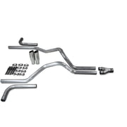 Truck Exhaust Kits - Shop Line Dual Exhaust Sytem 2.5 inch Aluminized Pipe Y Pipe Polished Rolled Tips With Side Exit Adapters
