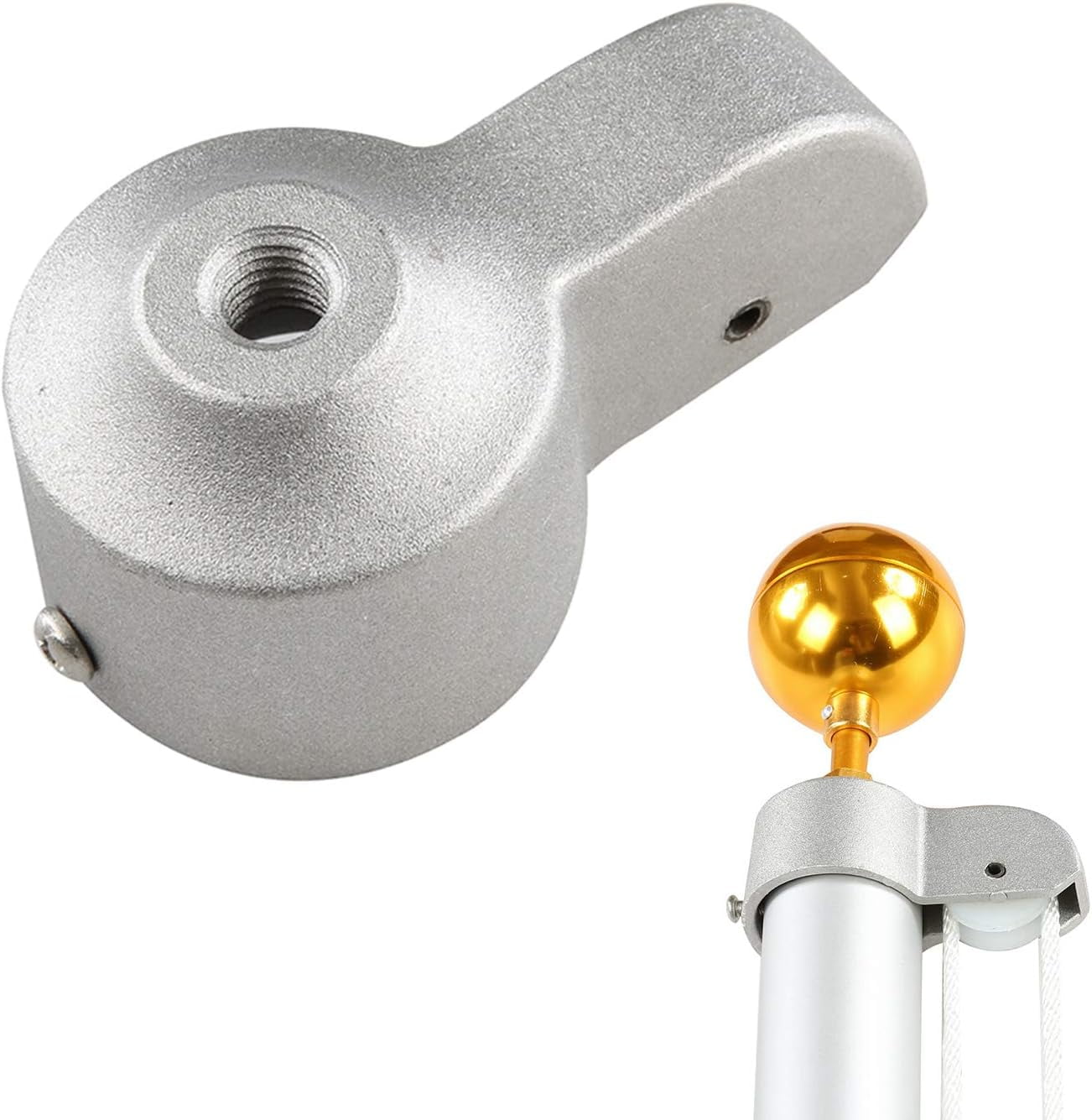 Truck Flag Pole With Nylon Pulley Silver Cast Aluminum Body Stationary Heavy Duty Flagpole