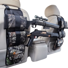 Gieeshield Truck Gun Rack(Set of 2), Seat Back Gun Rack with Adjustable Straps, 600D Oxford Cloth, Universal Rifle Holder, PVC Coated, Secure Storage Pockets for Hunting Gear, Easy to Install