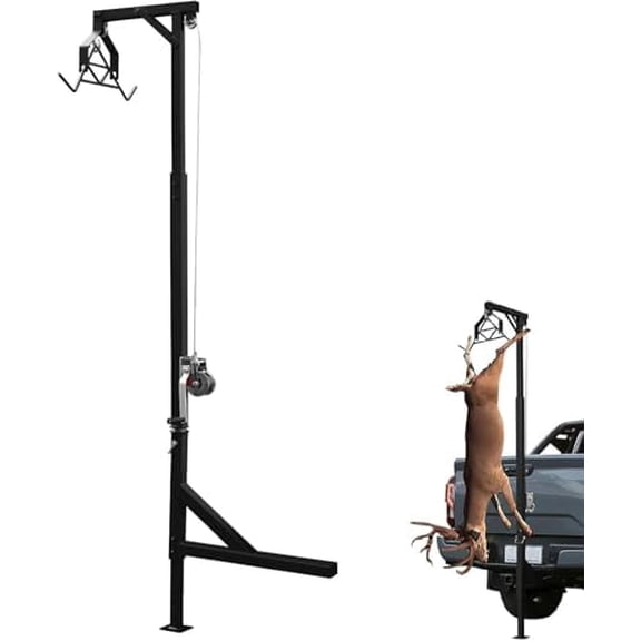 Truck Hitch Game Hunting Hoist  500 lbs Capacity, 360 Swivel, Adjustable Height, Includes Winch & Gambrel for Deer Hunting, Heavy-Duty Design$$Other