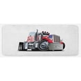 thumbnail image 1 of Truck Kitchen Mat, American Flag Themed Semi 18 Wheeler Patriotic Transportation Industrial Vehicle, Plush Decorative Kitchen Mat with Non Slip Backing, 47" X 19", White Red, 1 of 1