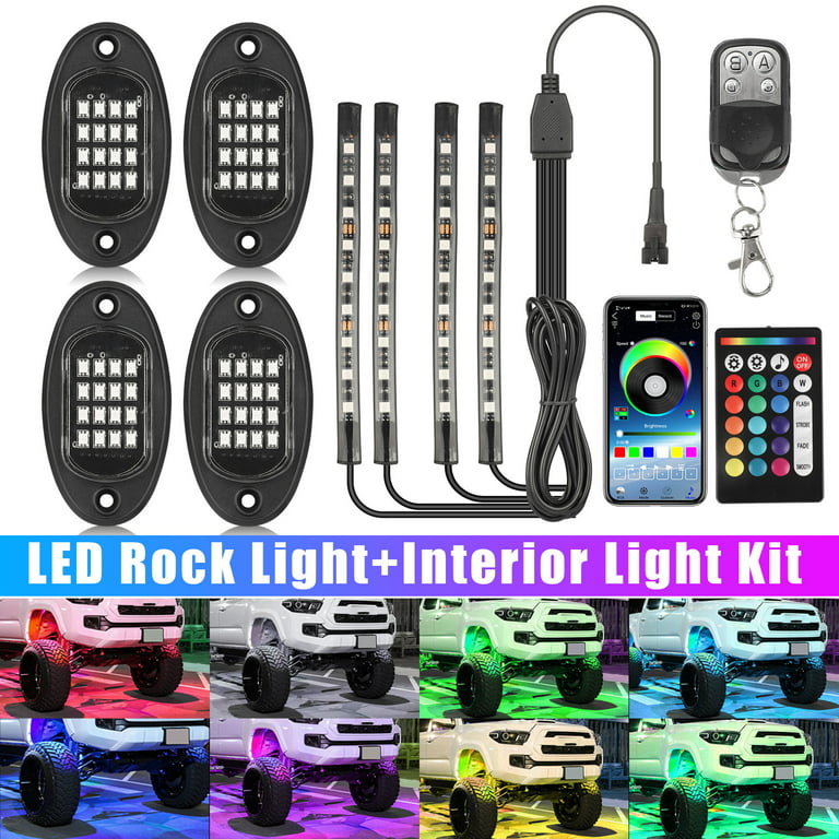 Truck LED Rock Lights, TSV 64 LEDs Multi-Color Truck Bed Light Kit with  Remote Controller, RGB Waterproof Under Body Lighting