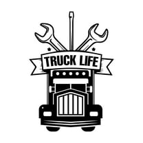 Truck Life Truck Silhouette Trucker Quote Vinyl Wall Decal Wall Art Sticker Designs Vinyl Stickers For Home House Walls Rooms Windows Bedroom Decoration Size (12x12 inch)