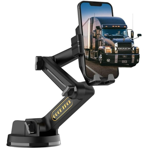 Truck Phone Holder Mount,Car Phone Holder,Dashboard Windshield Phone Holder 16.9 inch Long Arm,Super Suction Cup Compatible with Pickup Truck,Commercial Truck and All Phone