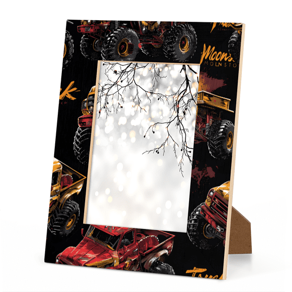 Truck Picture Frame, Excavator 57 in Eco Wood & Acrylic Photo Frame for Kids Room, Wall & Tabletop Decor, 5mm Thick
