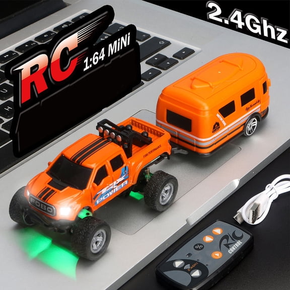 Truck RC Car, 2.4Ghz Remote and App Control Toy Car, 3-Speed Adjustment Pocket Toy Car Rechargeable Drift Racing Car Desktop Toy Gift, Orange