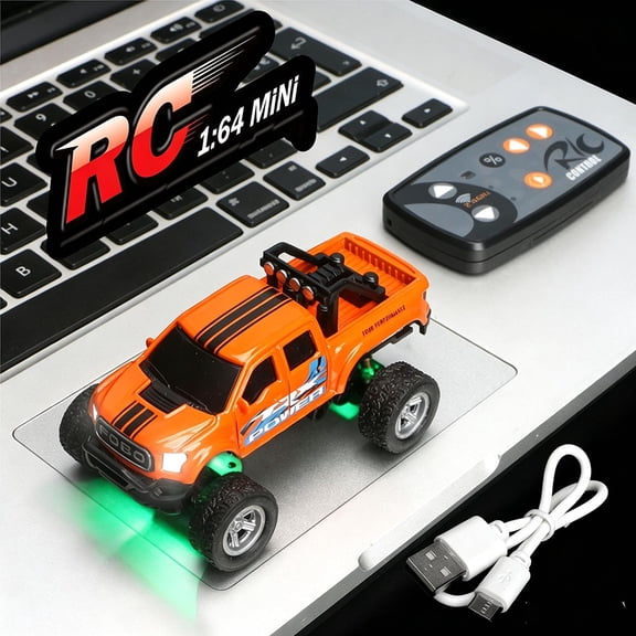 Truck RC Car, 2.4Ghz Remote and App Control Toy Car, Rechargeable Drift Racing Car Desktop Toy Gift, Orange