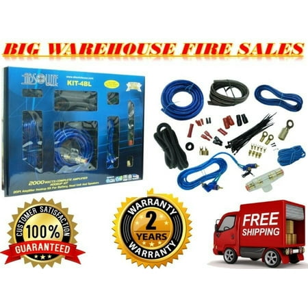 Truck RV 4Gauge 2000W Boat Amplifier Complete Installation Amp Kit Power Wiring