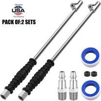 NOPROB 1/4" FNPT Straight Air Inflator Chuck with Lock-On Dual Head for Tire Inflation