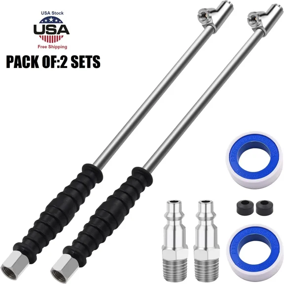 NOPROB 1/4" FNPT Straight Air Inflator Chuck with Lock-On Dual Head for Tire Inflation