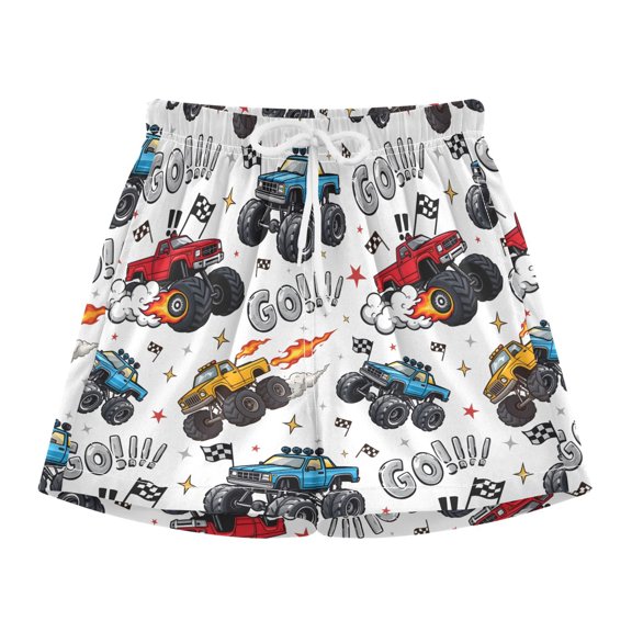 Truck Racing Car Flag Swim Trunks Quick Drying Bathing Suit Summer Shorts Swimwear