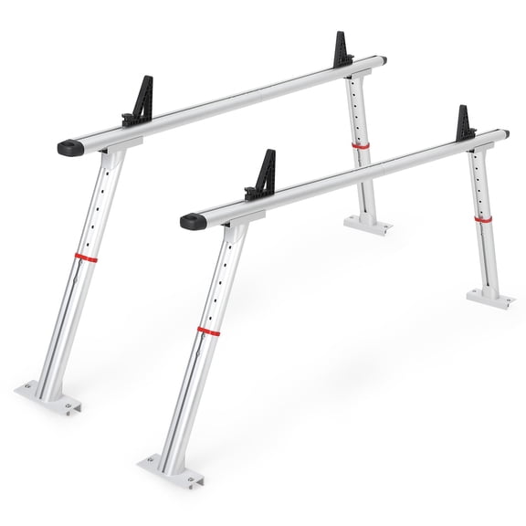 Truck Rack, 35.4-71in Adjustable Width Ladder Rack for Truck, Aluminum 800 Lbs Capacity, Heavy Duty Truck Bed Rack, Stable Drilling Cargo Support System for Kayak, Surfboard, Lumber, Silver