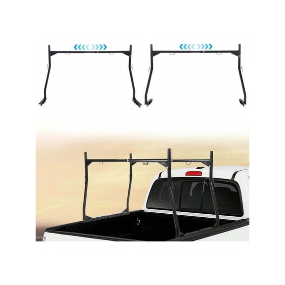 Truck Rack 800LBS Load Capacity, Adjustable Width 46-71in, Carbon Steel, Black, Truck Utility Rack, Recommended For Wood, Kayaks, Surfboards, Ladders, Tents