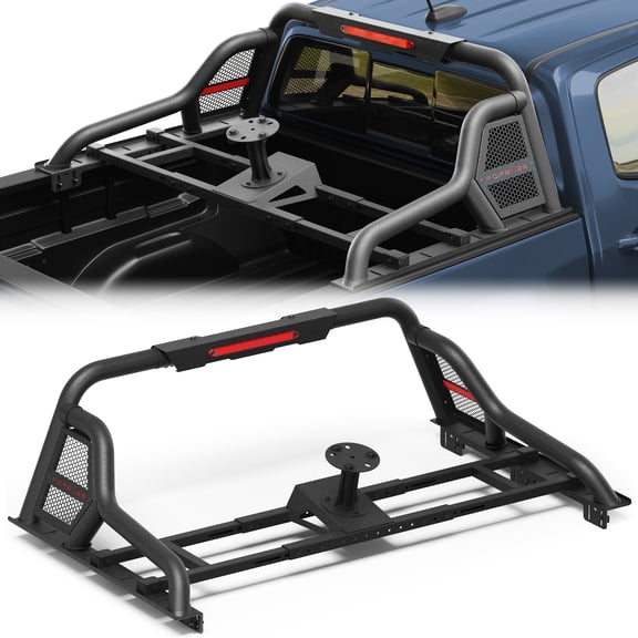 Truck Roll Bar Adjustable Fit Mid-Size Pickup Truck with/without Bed Rails Sport Roll Bar with Brake Light