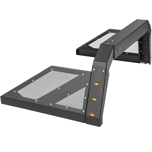 Truck Roll Bar Chase Rack Adjustable with 6 Amber Auxiliary Side Marker Lamps, Universal Fit for Pickup Trucks