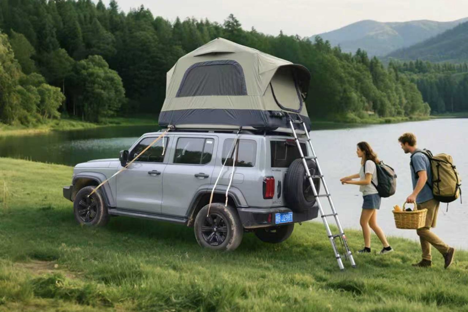 Truck Roof Tent, Car SUV Roof Tent Inflatable,Roof Top Tent Camping for 2 Person,Easy to Set Up