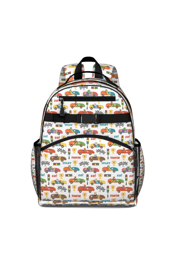 Truck School Backpack Adjustable Padded Straps Chest Strap Water-Resistant Bookbag For Elementary Students