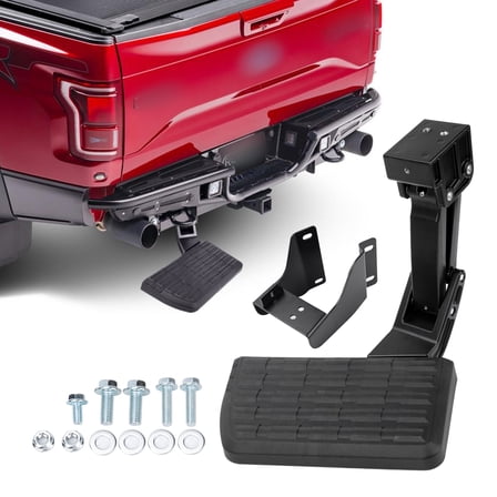 Truck Side Step Compatible with Ford F150 2015-2020, 75312-01A, 7531201A,7530815,75308-15, Retractable Bumper Tailgate Step, 400 lbs Capacity