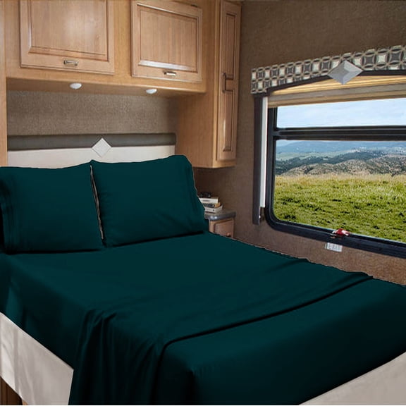 Truck Size 42" X 80" | 400-Thread Count Egyptian Cotton Sheet Set 12 inch Deep Pockets - Made for RV - Teal Blue Color