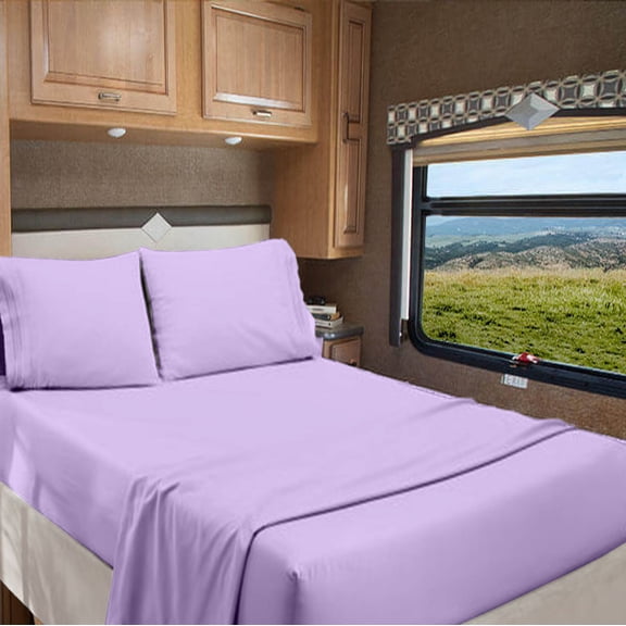 Truck Size 42" X 80" | 700-TC Egyptian Cotton Sheet Set 8 inch Deep Pockets - Made for RV - Lilac Color