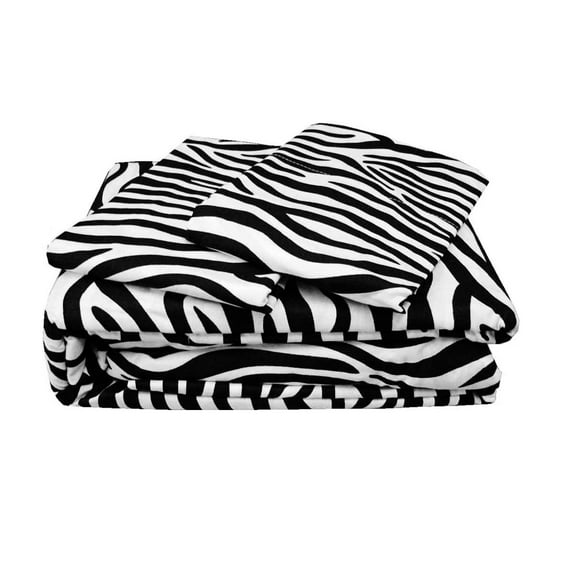 Truck Size 42" X 80" Sheet Set 600 Thread-Count 100% Egyptian Cotton 12-Inch Deep Pockets - Made for RV - Zebra Print Color
